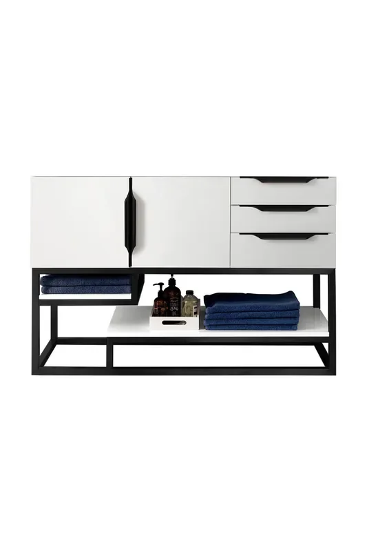 Columbia 48″ Single Vanity, Glossy White, Matte Black
