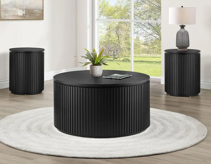 Colvin 3-Piece Table Set, Black Finish