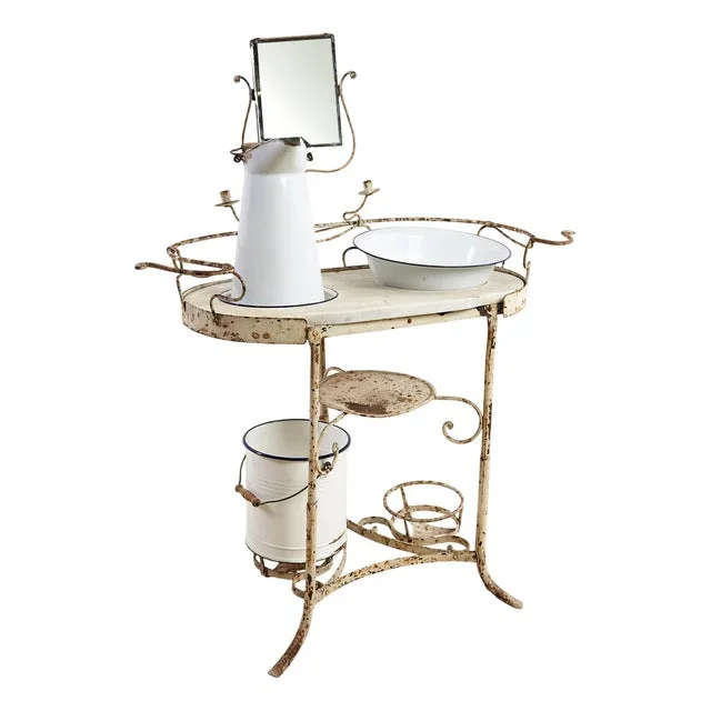 Console Toilet with Basins and Mirror
