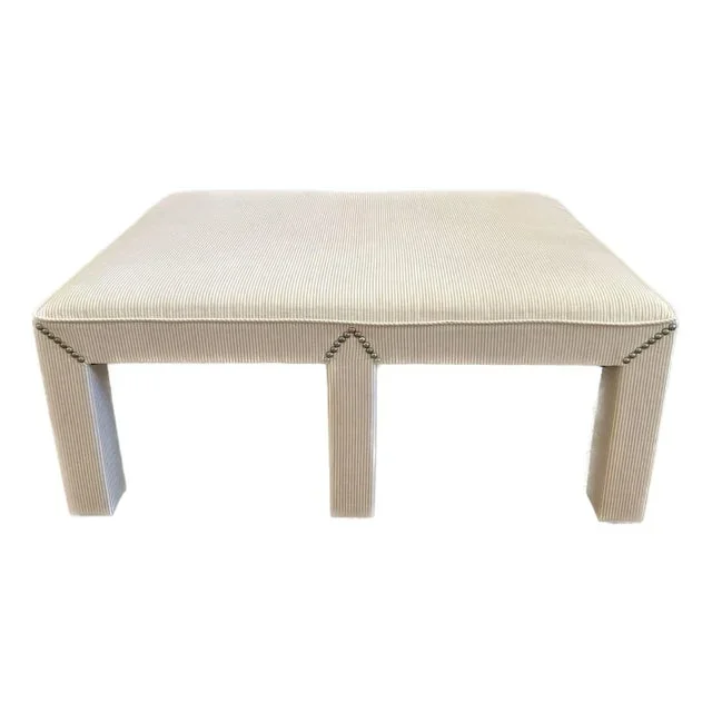 Contemporary Cream Upholstered Cocktail Ottoman