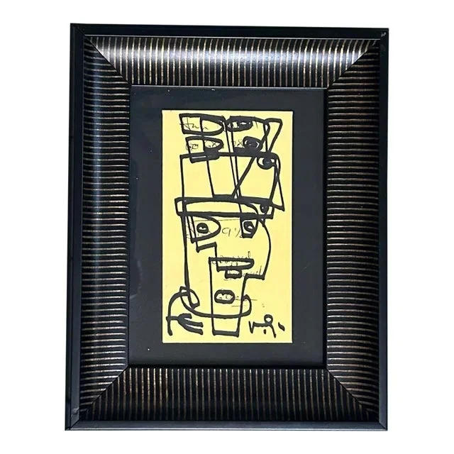 Contemporary Original Wayne Cunningham Abstract Marker Drawing