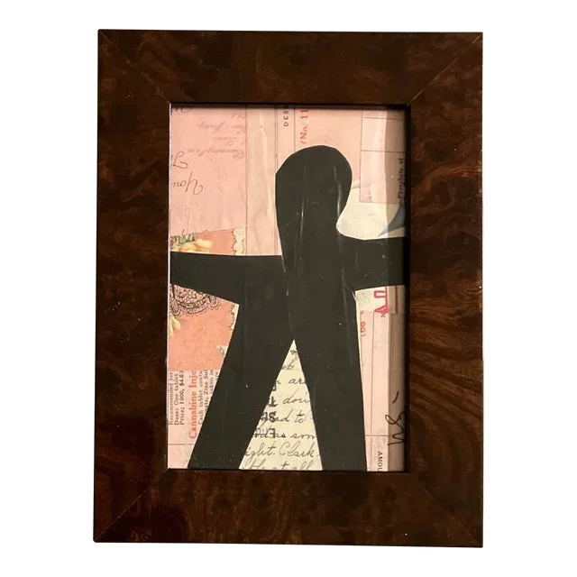 Contemporary Original Wayne Cunningham Small Abstract Collage Tabletop Frame Signed
