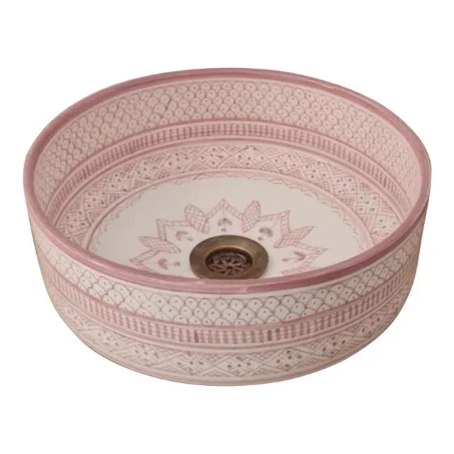 Contemporary Pink Bathroom Vessel Sink