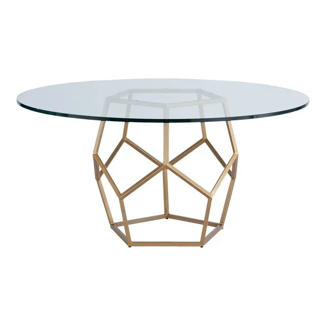 Contemporary Royal Round Dining Table, Gold