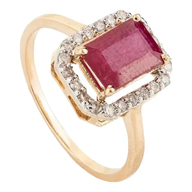 Contemporary Ruby Cocktail Ring Size 7