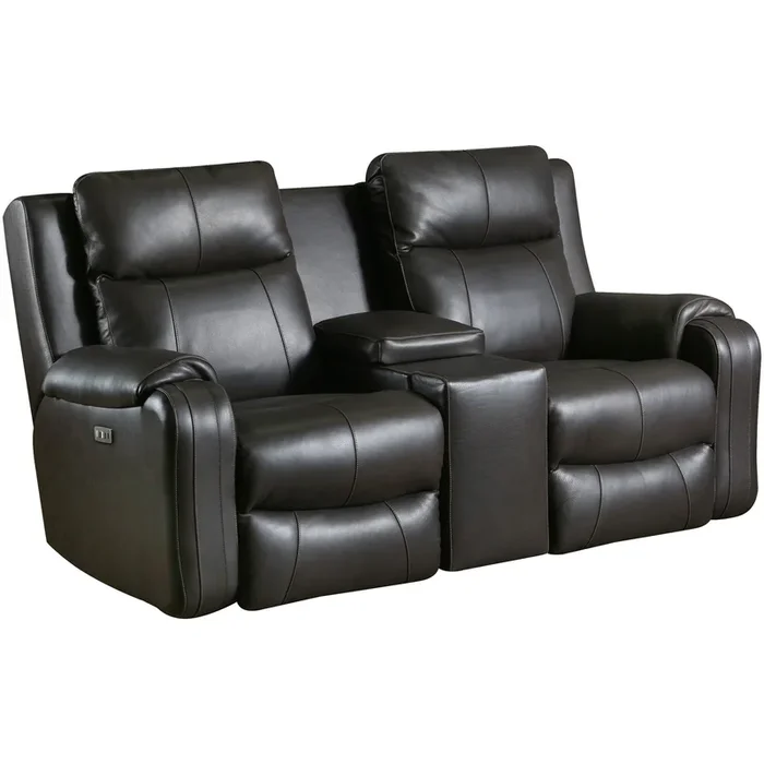 Contour Leather Power+ Reclining Console Loveseat
