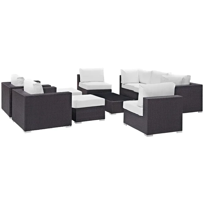 Convene 10 Piece Outdoor Patio Sectional Set in Espresso White