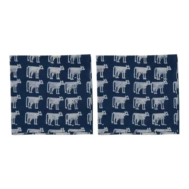 Countryside Cattle Napkins, Indigo – A Pair
