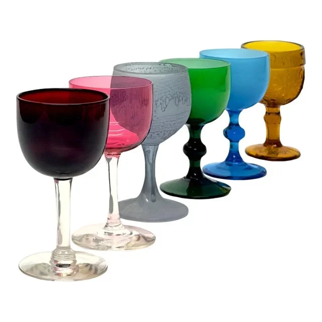 Crazy Mixed-Up Multicolored Aperitif Glass Curation – Group of 6