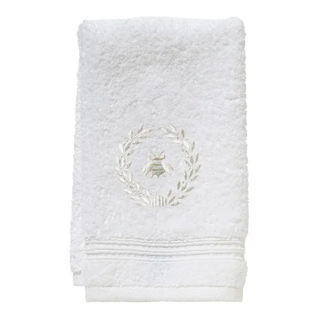 Cream Napoleon Bee Wreath, Terry Guest Towel, Embroidered