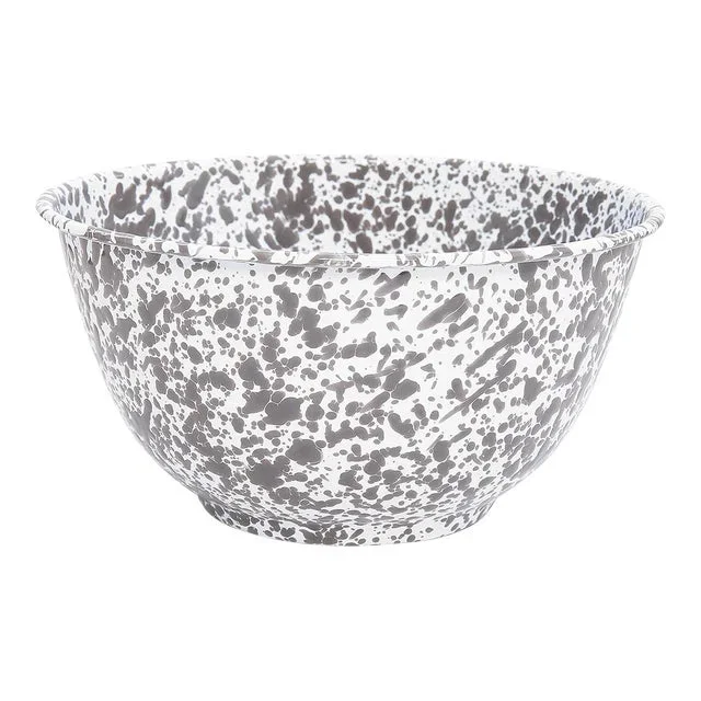 Crow Canyon Home Splatterware, Large Salad Bowl in Grey & White