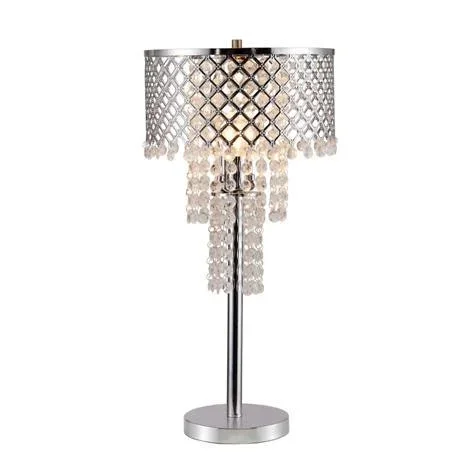 Crystal On Mesh Chrome 28″ Touch Table Lamp
