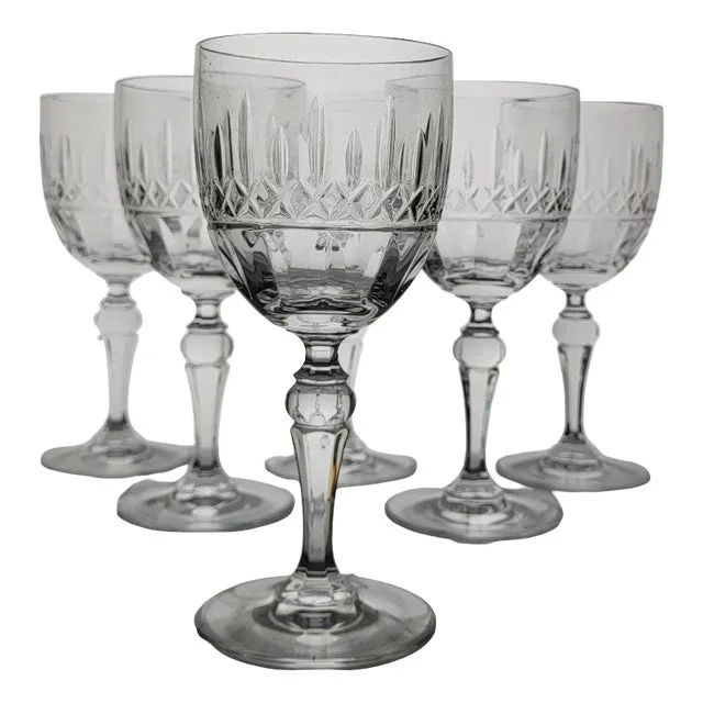 Crystal Wine Glasses, 1950s, Set of 6