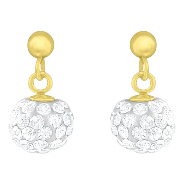 Cubic Zirconia CZ Dangling Earrings 14k Yellow Gold, 2 Pieces