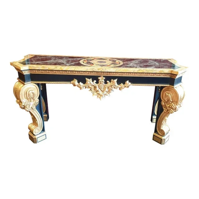 Custom Console Wood Faux Marble Lacquer