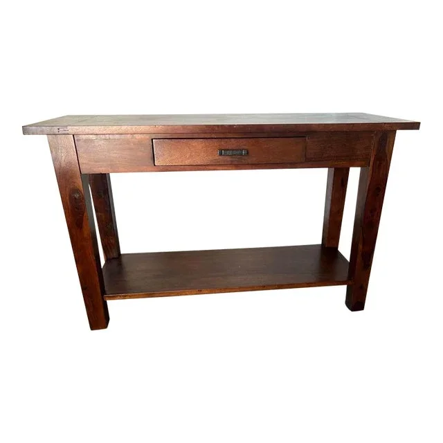 Customized Art & Craft Style Solid Walnut Mixed Rosewood Console Table.
