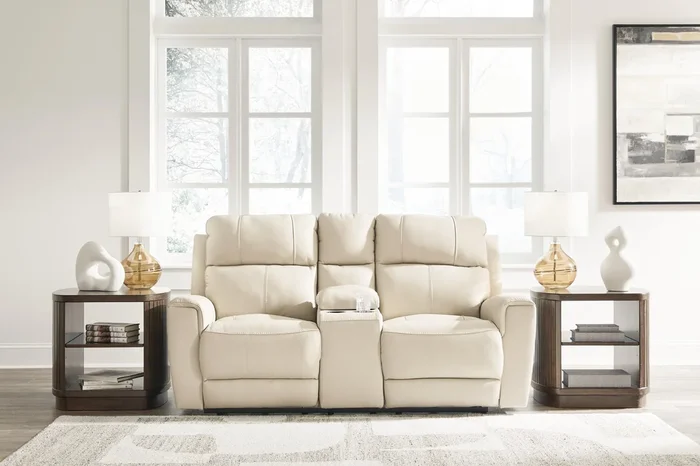 Dahlmoore Almond Power Reclining Loveseat with Console