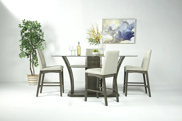 Dapper Counter Height Dining Table & 4 Stools in Gray