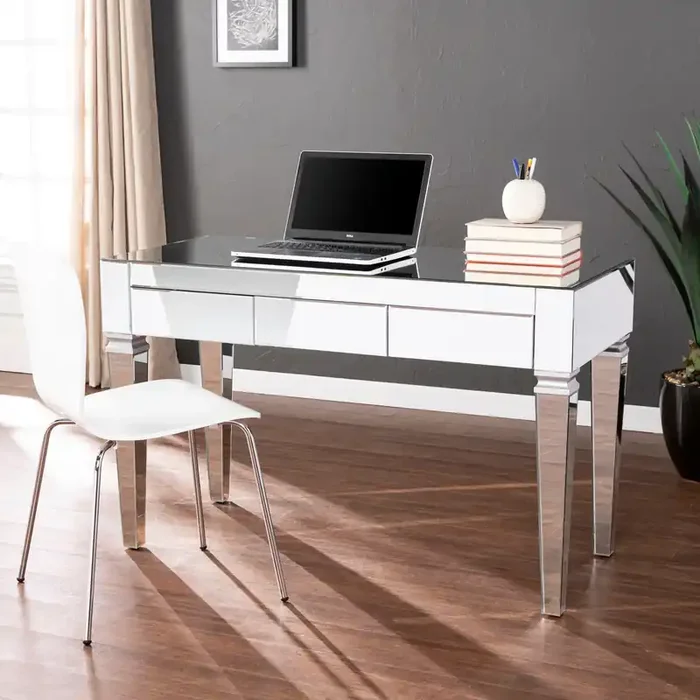 Darien Mirrored Desk – Glam – Silver