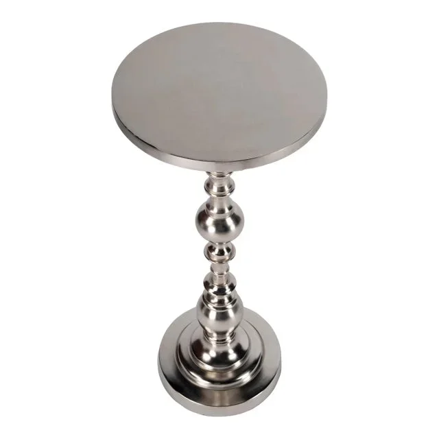 Darien Round Pedestal 10″W Accent Table, Silver