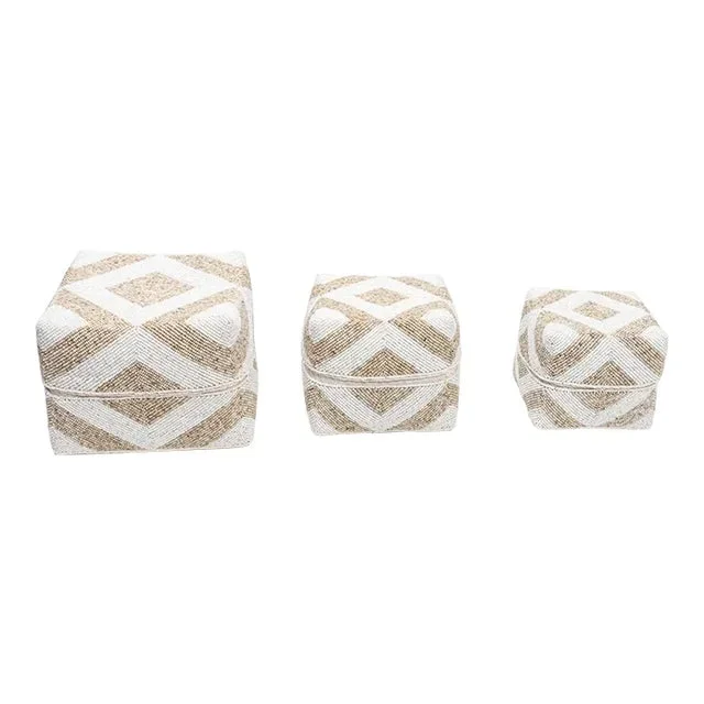 Decorative Beaded Boxes 8x8x8 – Set of 3