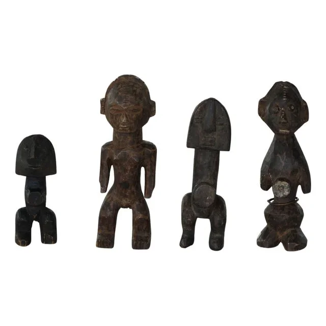 Decorative Handcrafted African Wooden Sculptures, 1940s, Set of 4