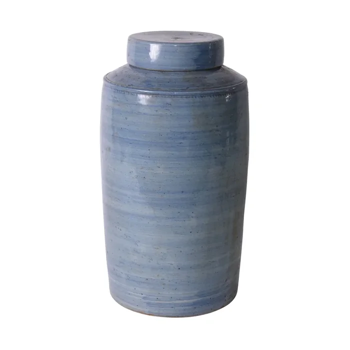 Denim Blue Village Tea Jar