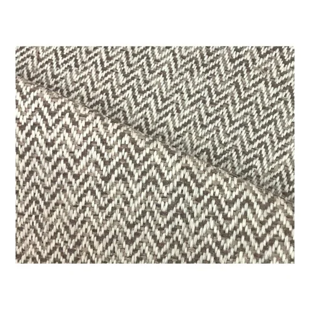 Designer Performance Water and Stain Repellent Taupe Cream Brown Herringbone Upholstery Fabric