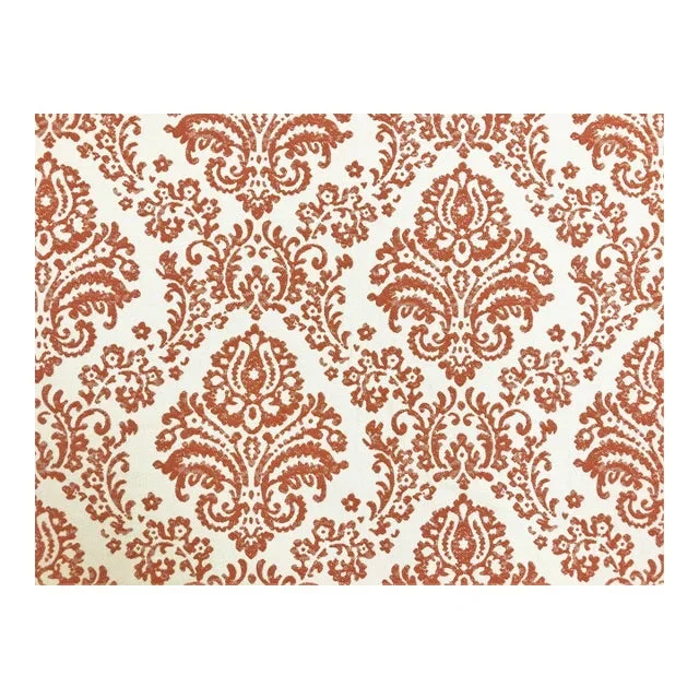 Designer Water & Stain Resistant Cream Burnt Orange Damask Upholstery Drapery Fabric