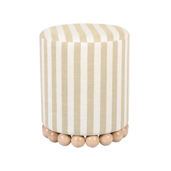 Dex Striped Linen Ottoman