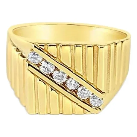 Diagonal Diamond Mens Wedding Band .36cttw 14k Yellow Gold, Size 8