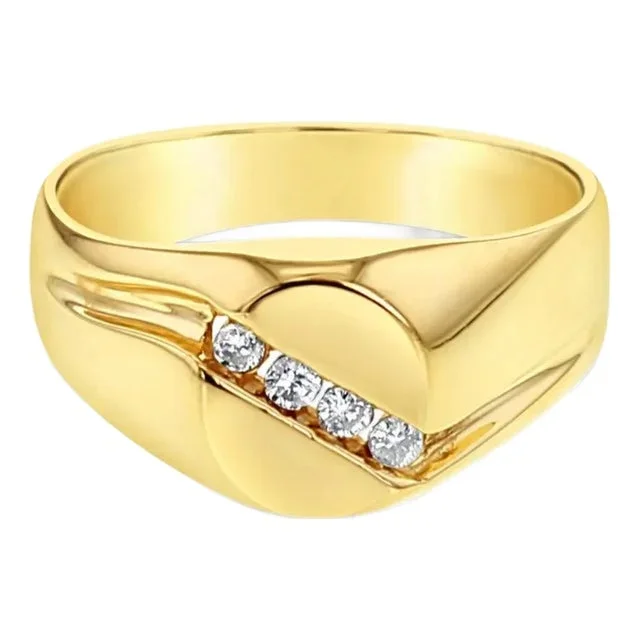 Diagonal Diamond Wedding Ring .10cttw 14k Yellow Gold, Size 11