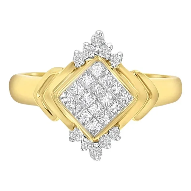 Diamond Cluster Cocktail Ring .50cttw 14k Yellow Gold, Size 8