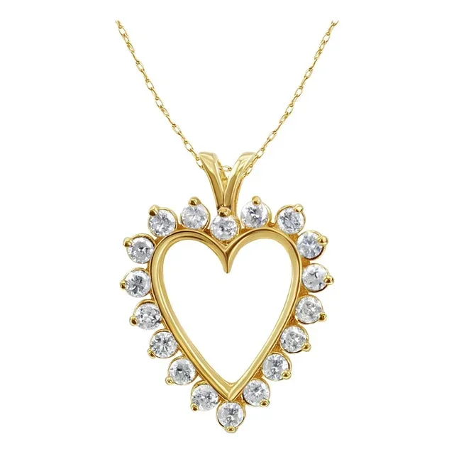 Diamond Cutout Heart Necklace 1.37cttw 14k Yellow Gold 16″