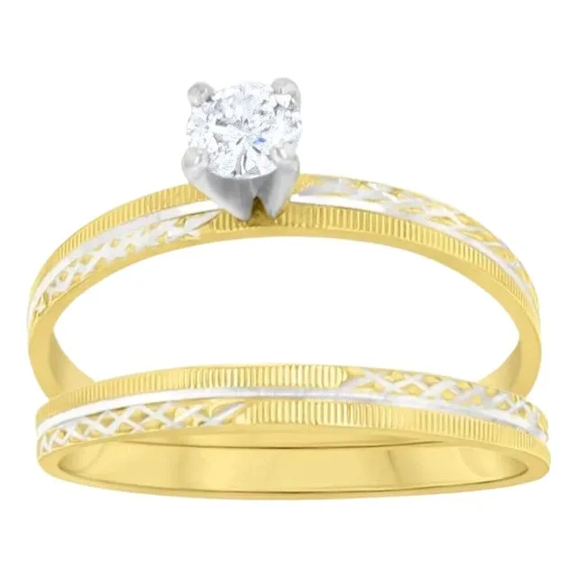 Diamond Ring Wedding Set .25cttw 14k Yellow Gold, Size 7