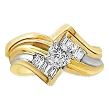 Diamond Wedding Ring Set .75cttw 14k Two-Toned Gold, Size 5