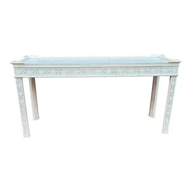 Distressed White Baker Sofa Table
