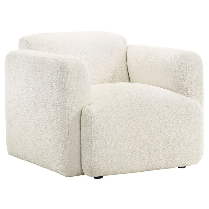 Dorset White Fabric Upholstered Round Track Arm Accent Chair
