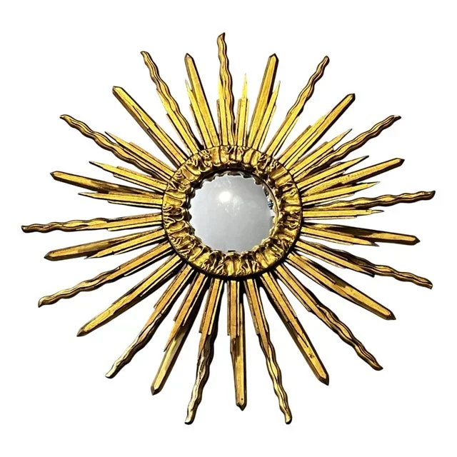 Double-Sided Wooden Sunburst Mirror, 1960s