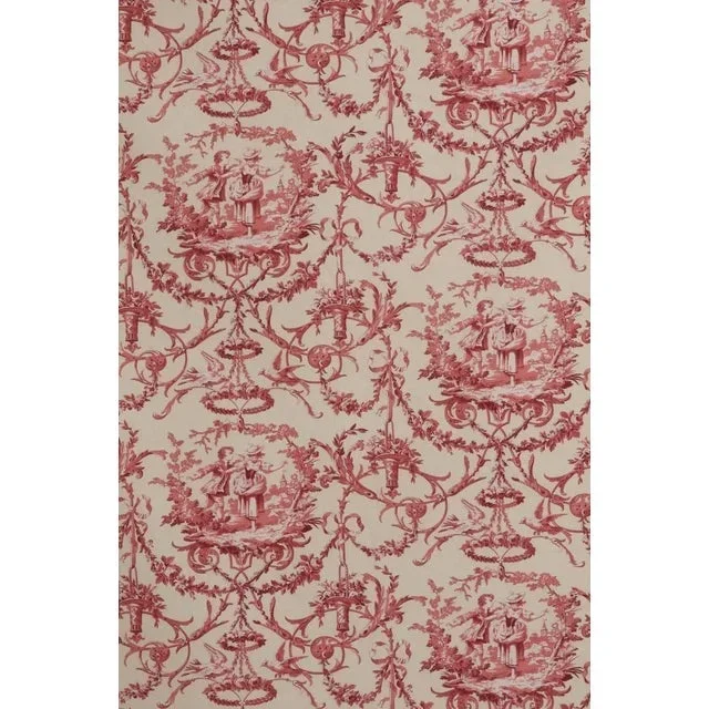 Double Width Fragonard Toile Red on Cream Fabric – Sample