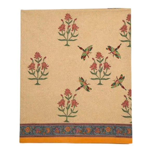 Dragonfly Floral Full Mustard Yellow Fitted Sheet