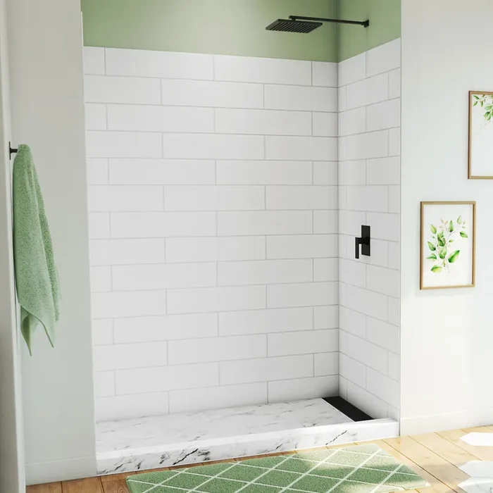 Dreamline Dreamstone 36 In. D X 62 In. W X 84 In. H Shower Wall Kit In White Modern Subway Pattern WKDS623684XMS00