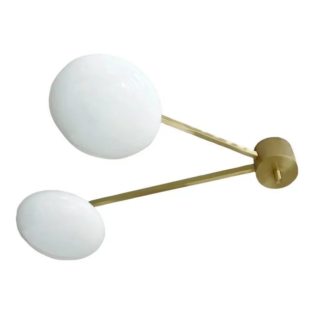 Due Satin Brass Glossy White Glass Flush Mount by Fabio Ltd