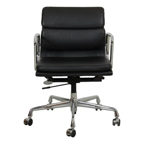 EA-217 Office Chair in Black Leather from Charles Eames, 1980s
