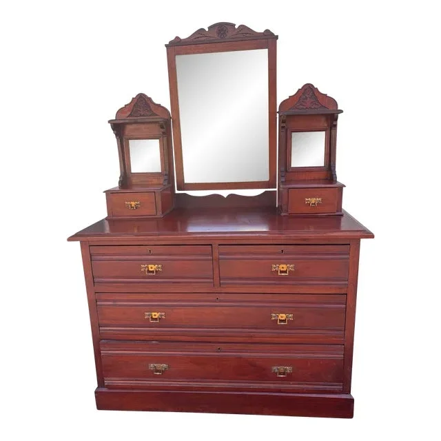 Early 1900’s Victorian Eastlake Mahogany Ladies Dresser Vanity