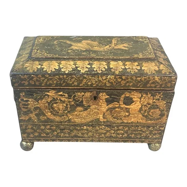 Early 19th Century Regency Pen Work Tea Caddy