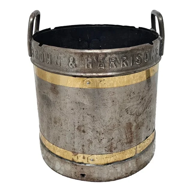 Early 20th Century Brown & Harrisons Southampton Brass Mounted Steel Bucket Planter