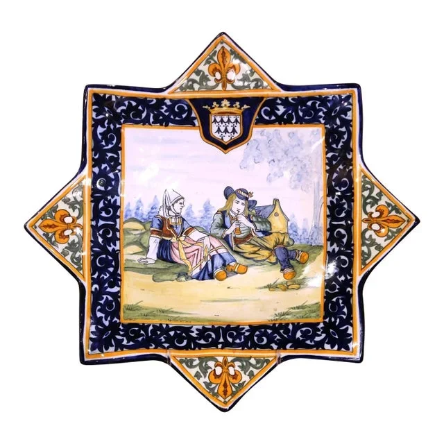 Early 20th Century French Painted Faience Wall Platter Signed Henriot Quimper