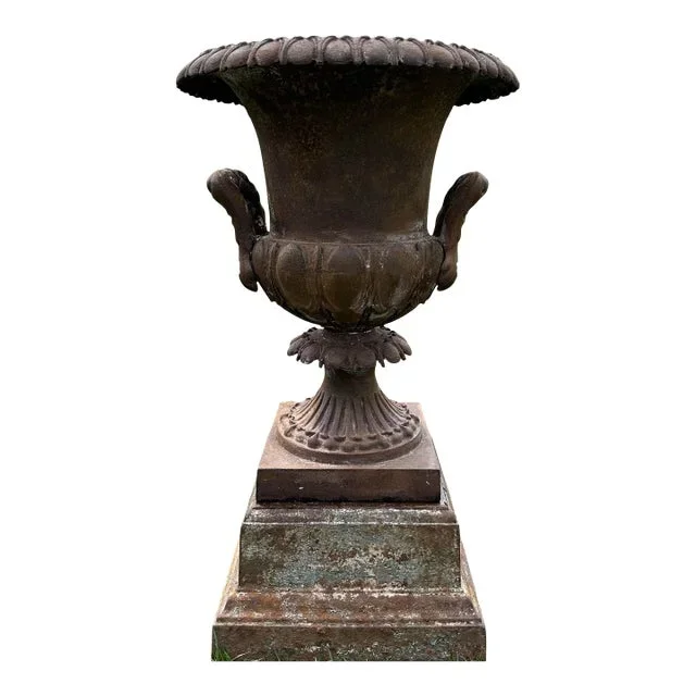 Early 20th Century Garden Urn on Antique Plinth