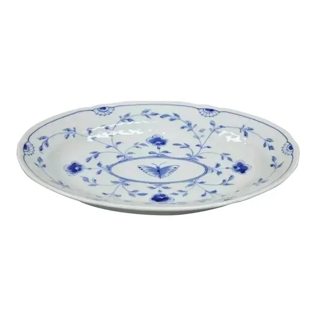 Early 20th Century Oval Serving Platter 18 Bing and Grondahl B&g Kjøbenhavn Butterfly Lace Blue
